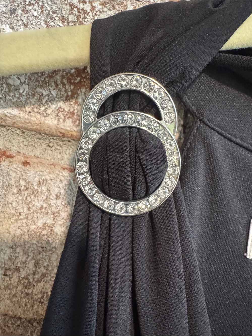 Evan Picone Black Sleeveless V-Neck Midi Dress with Rhinestone Shoulder Accents - Picture 3 of 6